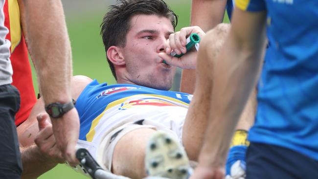 Jaeger O'Meara suffered the painful and debilitating injury in a pre-season game in 2014. Picture: Jono Searle