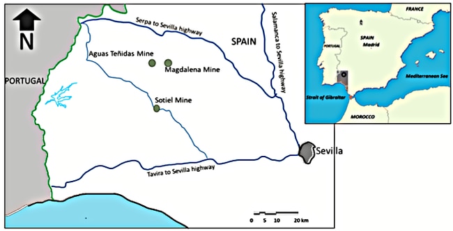 Location of Sandfire’s MATSA deposits in southwest Spain. Picture: Supplied