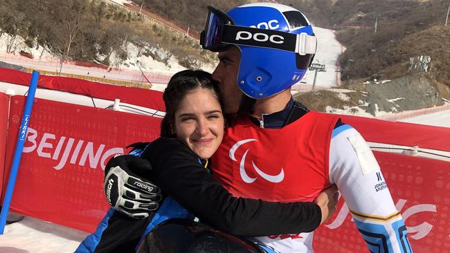 Argentinian alpine skier Enrique Plantey (R) and his Spanish girlfriend Triana Serfaty (L).