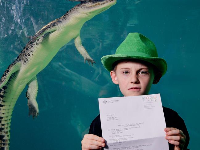 Angus Copelin-Walters, 8, has received a trademark infringement from Sony Pictures Television Picture: MICHAEL FRANCHI