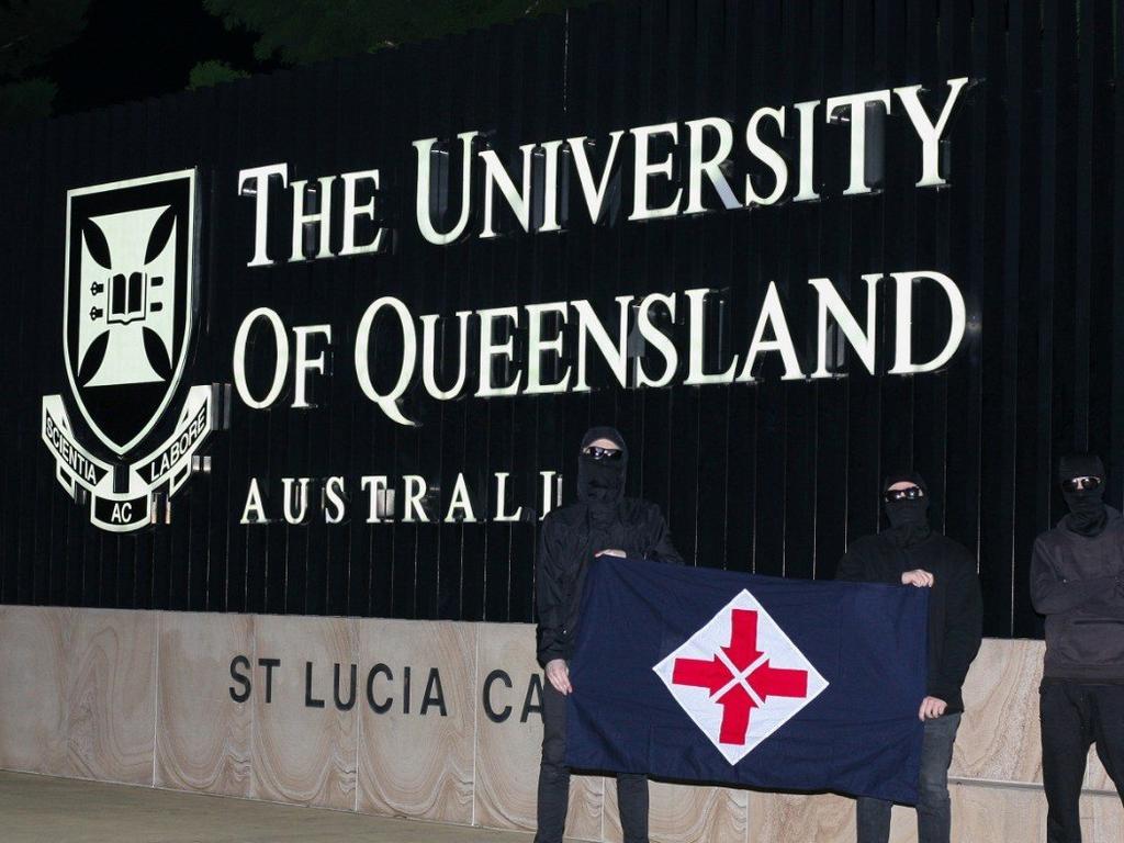 The neo Nazis outside UQ.