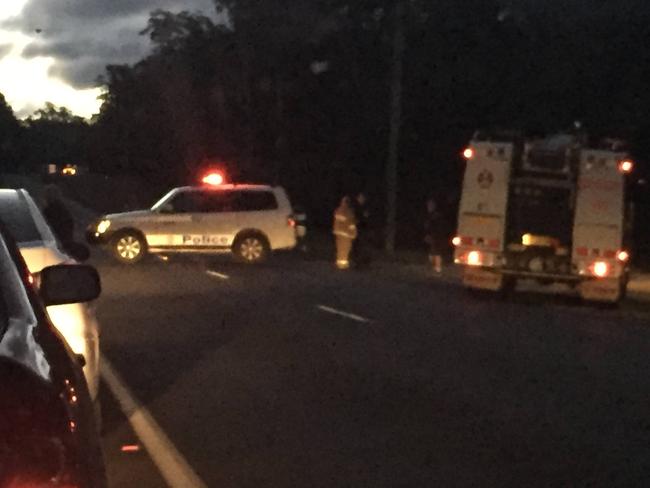 Police set up a roadblock in Bega as police searched for the alleged offender. on Friday night. Credit ABC NEWS