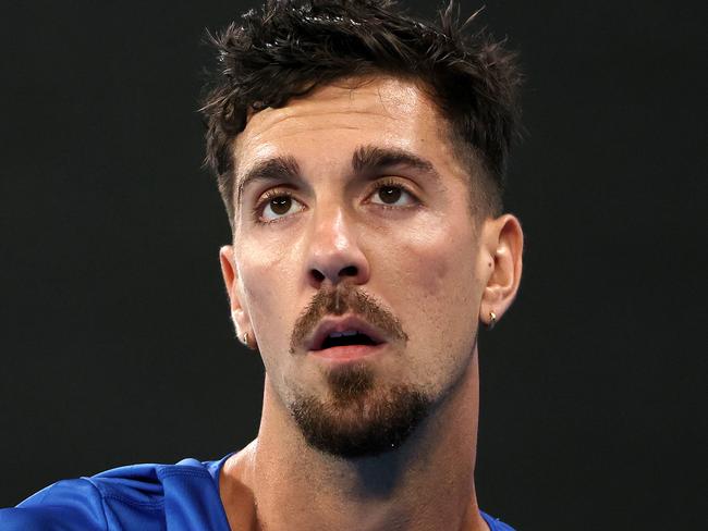 MELBOURNE, JANUARY 15, 2025: 2025 Australian Open Tennis, Day Four. Thanasi Kokkinakis (AUS) in action against Jack Draper (GBR) on John Cain Arena. Picture: Mark Stewart