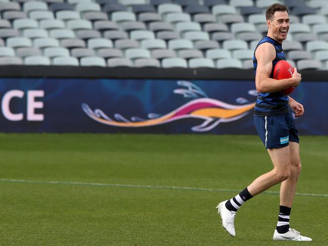 Jeremy Cameron at Geelong training. Picture: Alison Wynd