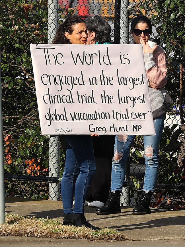 Ms Spadaro was allegedly among anti-vax protesters photographed outside the Ford hub in June 2021.