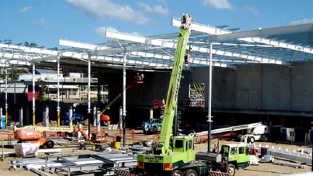 GOING AHEAD: Construction works at the site of Bunnings Warehouse on Brisbane St, West Ipswich, are making progress. Picture: Contributed