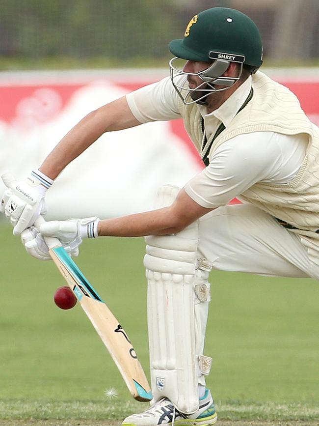 Joshua Sundberg lunges forward to defend on Saturday. Picture: Hamish Blair