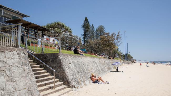 Current rock wall at Mooloolaba main beach. Picture Lachie Millard