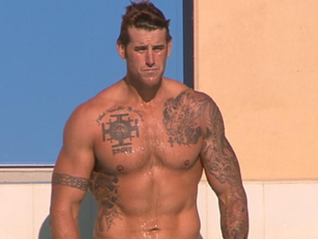 SAS Corporal and Victoria Cross winner Ben Roberts-Smith in the pool. Pic Channel Seven (7) TV show 'Sunday Night'.