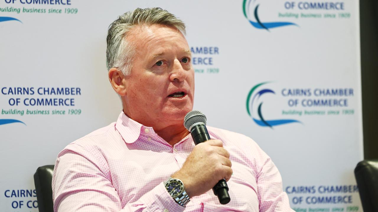 Member for Cairns Michael Healy at the 2024 Meet the Candidates: State Election Forum Lunch, hosted by the Cairns Chamber of Commerce and Tourism Tropical North Queensland at the Pullman Reef Hotel Casino, earlier this month. Picture: Brendan Radke