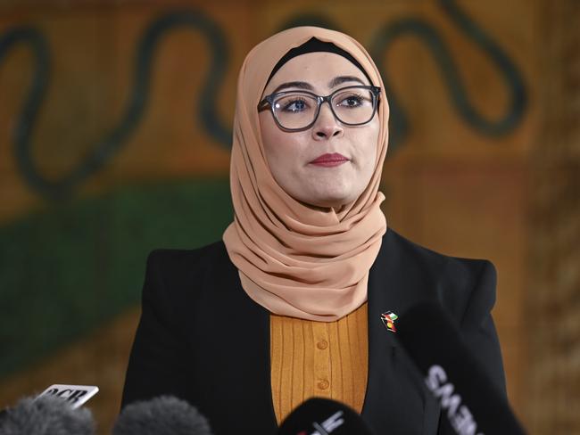 CANBERRA, Australia - NewsWire Photos - July 4, 2024: Senator Fatima Payman holds a press conference at Parliament House in Canberra. Picture: NewsWire / Martin Ollman