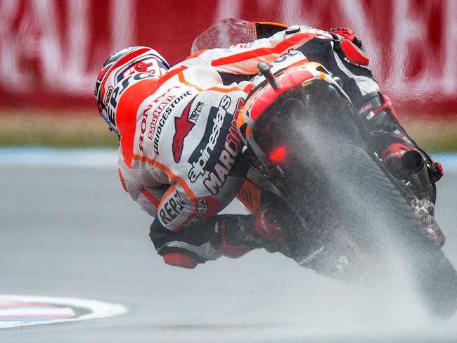 Marc Marquez competes during the second free practice session at the Czech Republic MotoGP. Picture: Joe Klamar