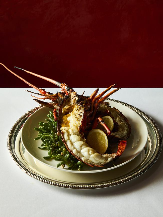 Grilled Southern Rock Lobster, fermented chilli butter, sea greens and potato bread from The International. Photo: Jonny Valiant