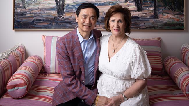 Li Cunxin and wife Mary Li at home.