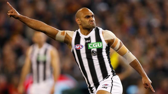 Travis Varcoe celebrates a goal.