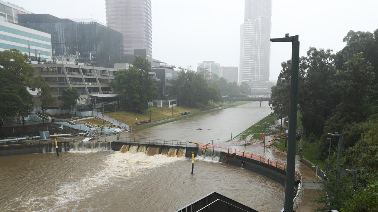 Heavy rain settles over parts of Sydney. The Parramatta river at the ferry port. Picture: John Grainger