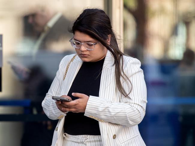 MELBOURNE AUSTRALIA - Newswire Photos APRIL 23RD 2024 :  Sakshi Agrawal arrives at County Court for a plea, after being accused of fleeing a scene after her Tesla hit another woman causing serious injuries. PICTURE : NCA Newswire / Nicki Connolly