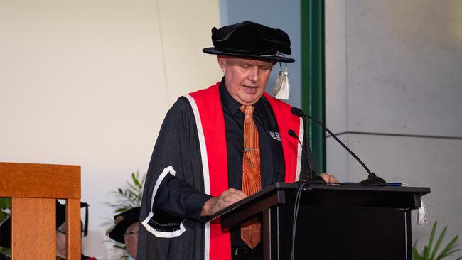 Scott Bowman Vice Chancellor at the 2024 Graduation ceremony held at Charles Darwin University on April 23, 2024. Picture: Pema Tamang Pakhrin