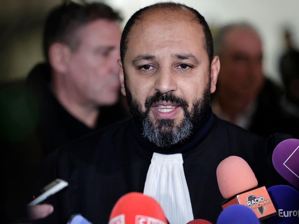 Ouadie Elhamoumachi, French lawyer for defendant Abdelhakim Sefriou, speaks to the press at the Paris Special Assize Court after the verdict. Picture: Stephane de Sakutin / AFP