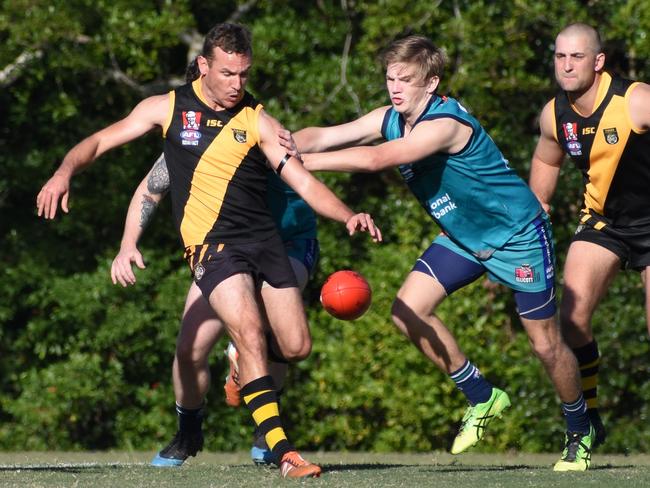 The Grafton Tigers proved too strong in an upset over defending premiers Coffs Harbour Breakers in round one of the AFL North Coast season on Saturday, July 18. Photo: Brad Greenshields