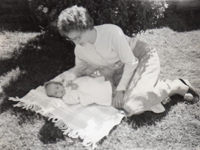 Barry du Bois as a baby on the lawn at home with his Mum.