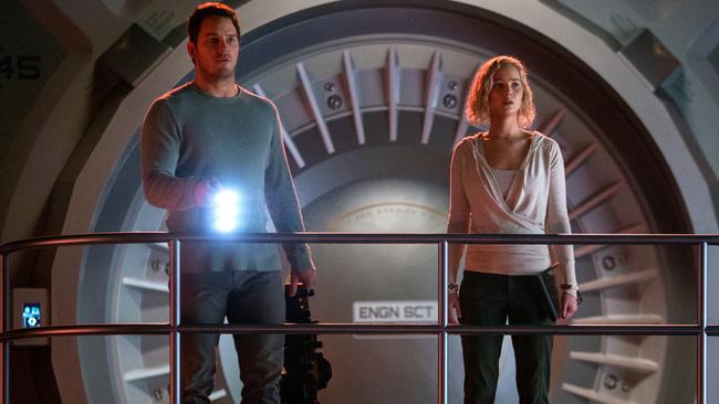 Jennifer Lawrence and Chris Pratt in Passengers.