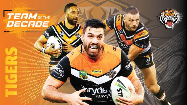 James Tedesco, (C), Benji Marshall and Robbie Farah lead the Tigers’ Team of the decade.