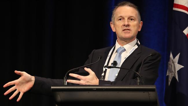 ASX chief Dominic Stevens addresses the annual stockbrokers conference. Picture: Hollie Adams.