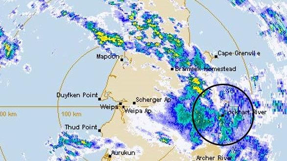 A severe thunderstorm warning issued for the Lockhart River area. Picture: BOM