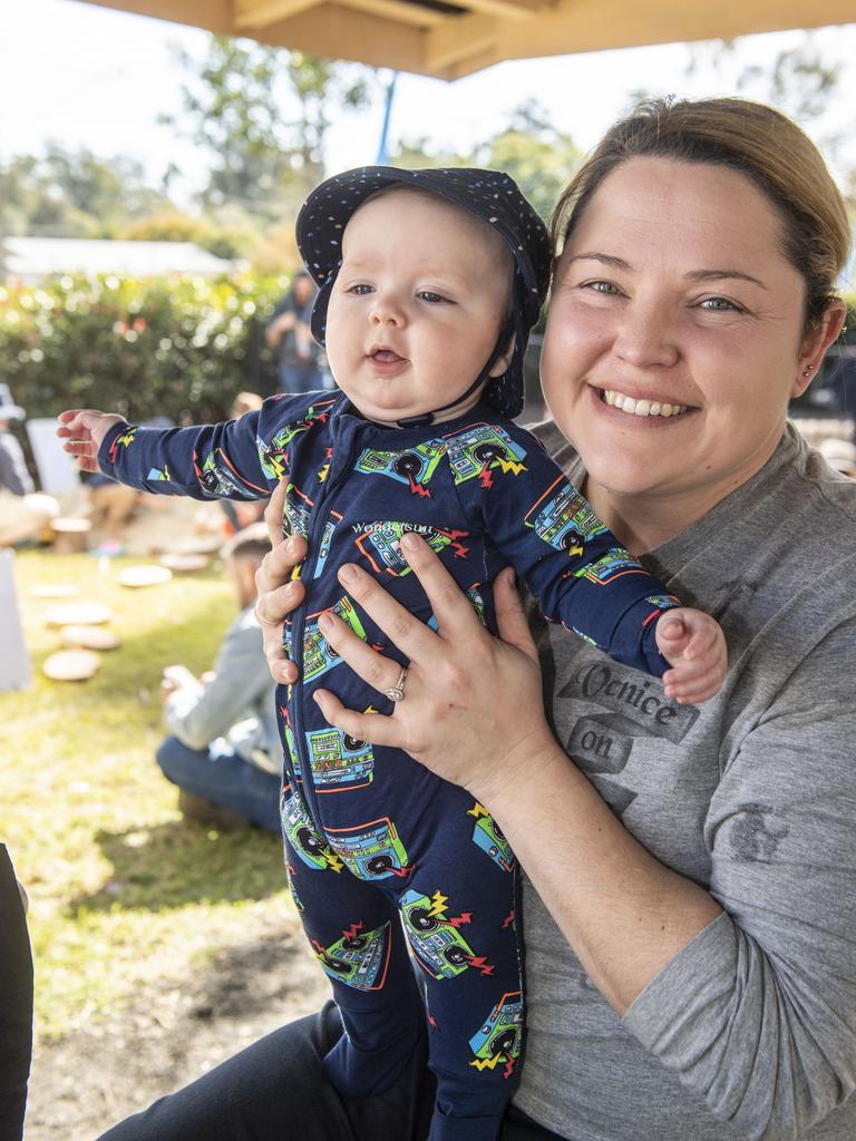 Elouise Quinlivan and her son Quinn Clancy 4 months old at the Hampton food festival. Sunday, June 26, 2022. Picture: Nev Madsen.