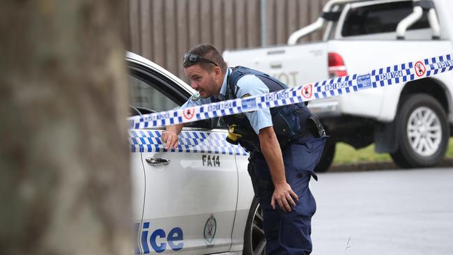 Police at Francis Street in Fairfield on Saturday.