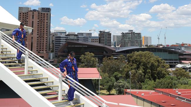 The Oval roof climb is a popular tourist experience, but the scene in the video looked more like an ad for euthanasia. Picture: Dylan Coker