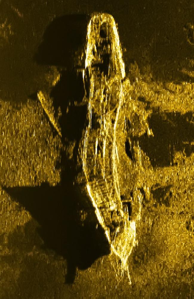 One of the stunning sonar images of the wreck believed to be the SV Inca, which vanished en route from South America to Australia in 1911. Picture: ATSB