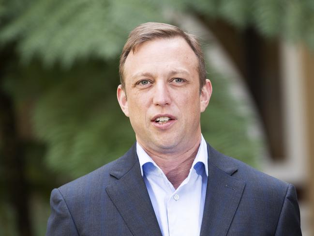 Deputy Premier and Minister for Health Steven Miles addressing media at Parliament House, George St, Brisbane City, Brisbane, 13th of September 2020. (News Corp/Attila Csaszar)