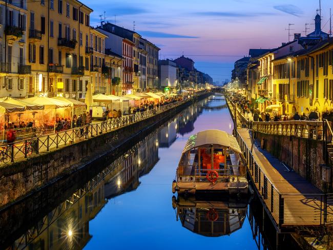 ESCAPE, MILAN, KYLIE LANGPICTURE: ISTOCKMilan city, Italy, Naviglo Grande canal is a popular illuminated in the late evening