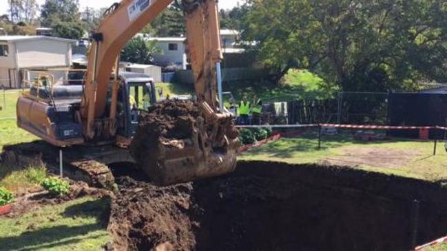 Sink hole being dug out