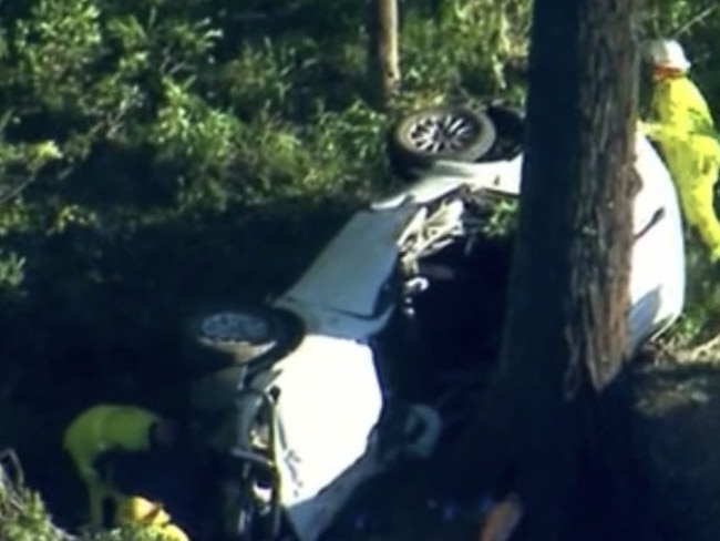 The scene of a horror fatal crash at Upper Caboolture. Pic: Channel 9