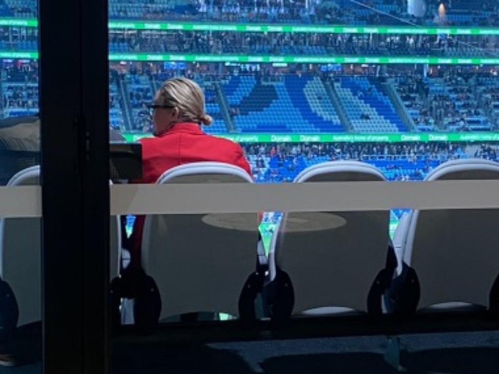 Labor MP Marjorie O'Neill, who opposed plans to rebuild Allianz stadium, at the new stadium's first NRL match in a corporate box.