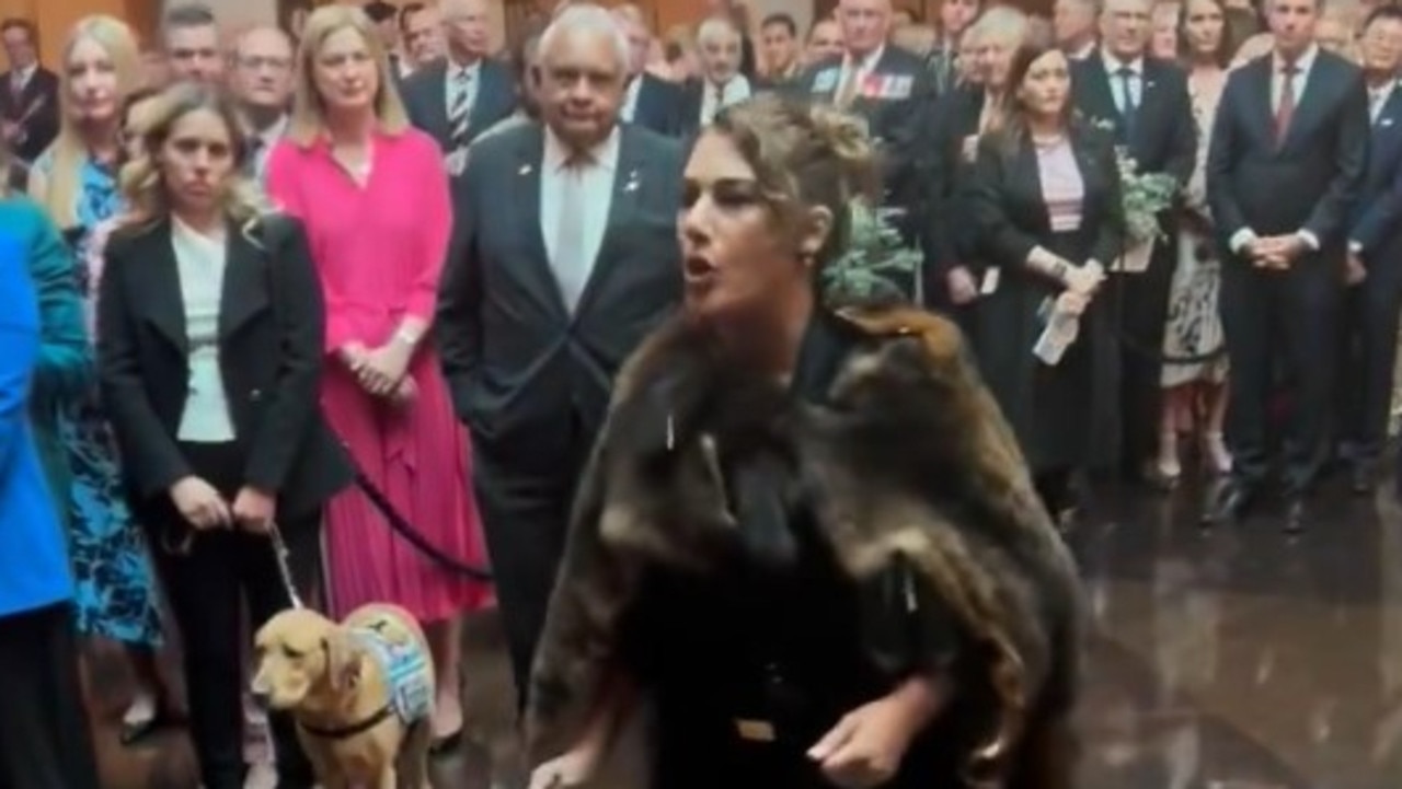 Independent Senator Lidia Thorpe yells at the King and Queen inside Parliament House in Canberra. Picture: NewsWire