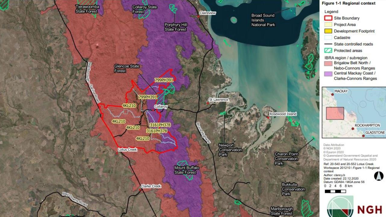 The Lotus Creek Wind Farm is earmarked for the Nebo-Connors Range between St Lawrence in the east, and Lotus Creek in the west.