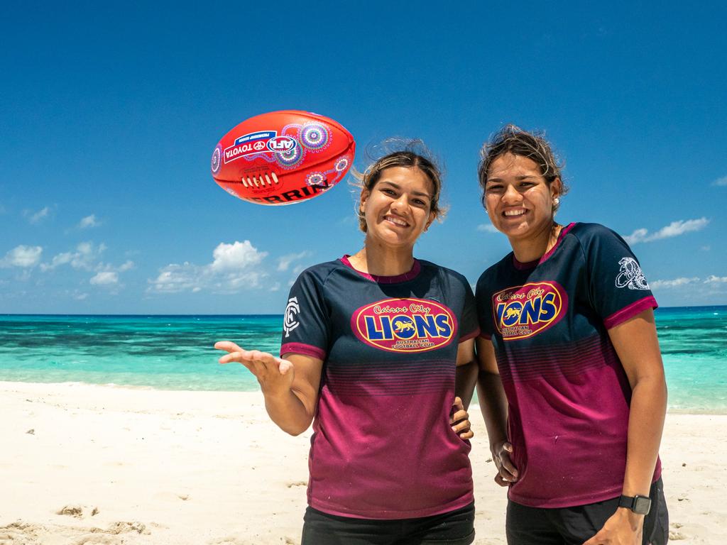 Laquoiya and Litonya Cockatoo-Motlap pictured in 2020 when they were playing for the Cairns City Lions. Picture: Supplied