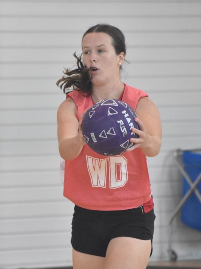 Former Australian Diamonds star Sharni Norder running coaching clinics for Rockhampton Grammar School netball teams, Saturday, March 11, 2023.