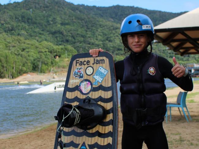 One of Cairns best young WakeBoarders, Elijah Anderson (12), will compete at the National Wakeboarding competition at Cairns Wake Park. Picture: Jake Garland