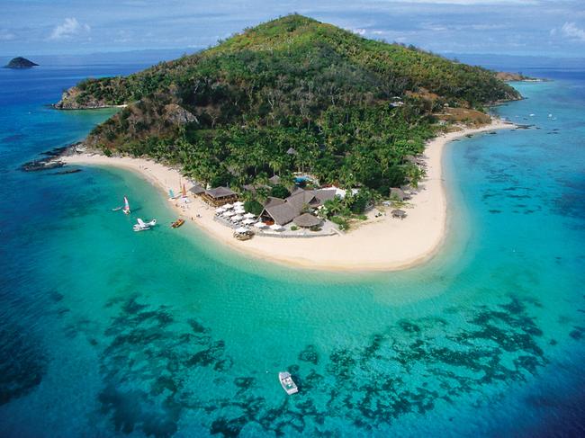 JANUARY 11 2015 DEALS Aerial view of Castaway Island Fiji. For use with TravelOnline copy