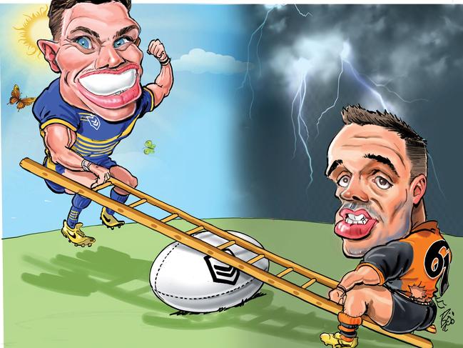 Mitch Moses enjoying bragging rights over Luke Brooks. Art: Boo Bailey