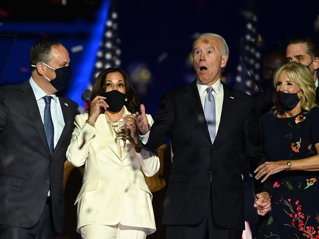 Joe Biden and Kamala Harris introduced their team to America. Picture: AFP