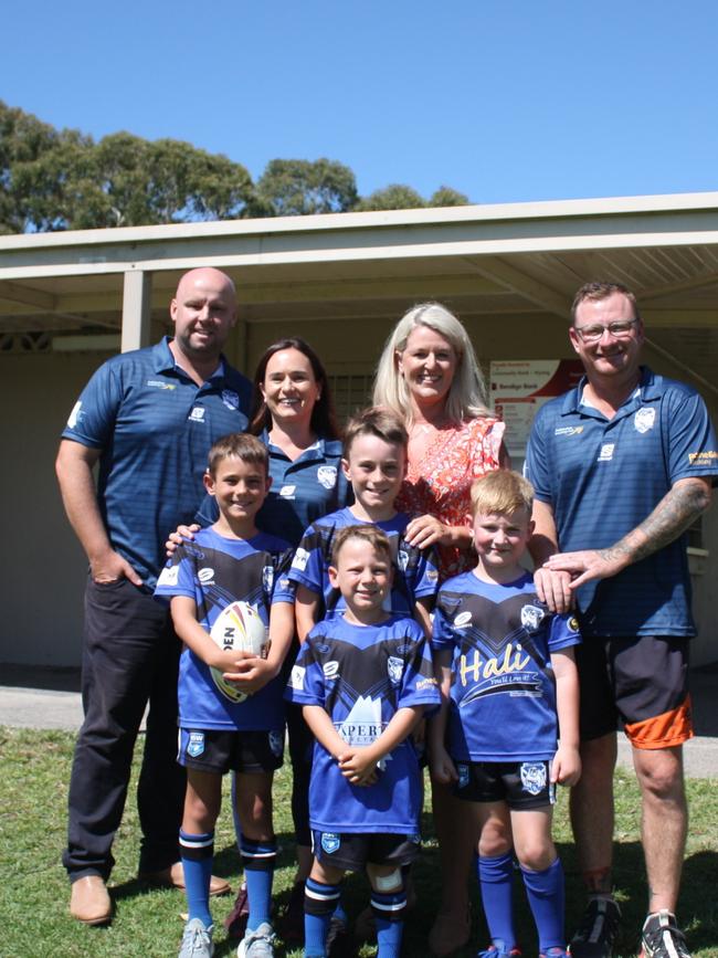 Swansea MP Yasmin Catley with a local sports team. She is preparing for the 2023 State Election in March. Supplied.