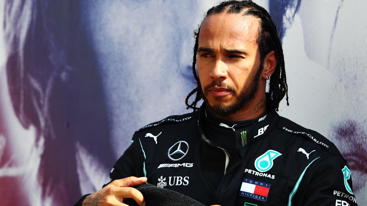 Lewis Hamilton was not impressed. (Photo by Mark Thompson/Getty Images)