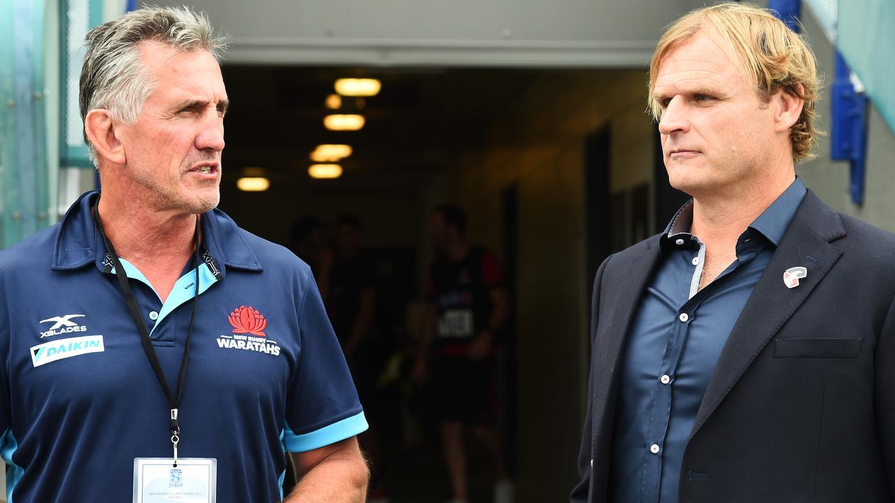 Super Rugby coaches Rob Penney (Waratahs) and Scott Robertson (Crusaders).