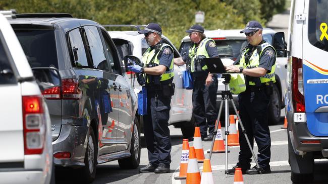 Tasmania Police doing breath tests in Glenorchy as part of operation safe arrival. Picture: Nikki Davis-Jones